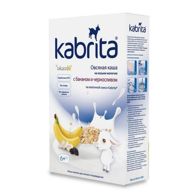 Kabrita овсяная каша с бананом и чернослив 6+ 180 г Kabrita овсяная каша с бананом и чернослив 6+ 180 г - Добрая аптека