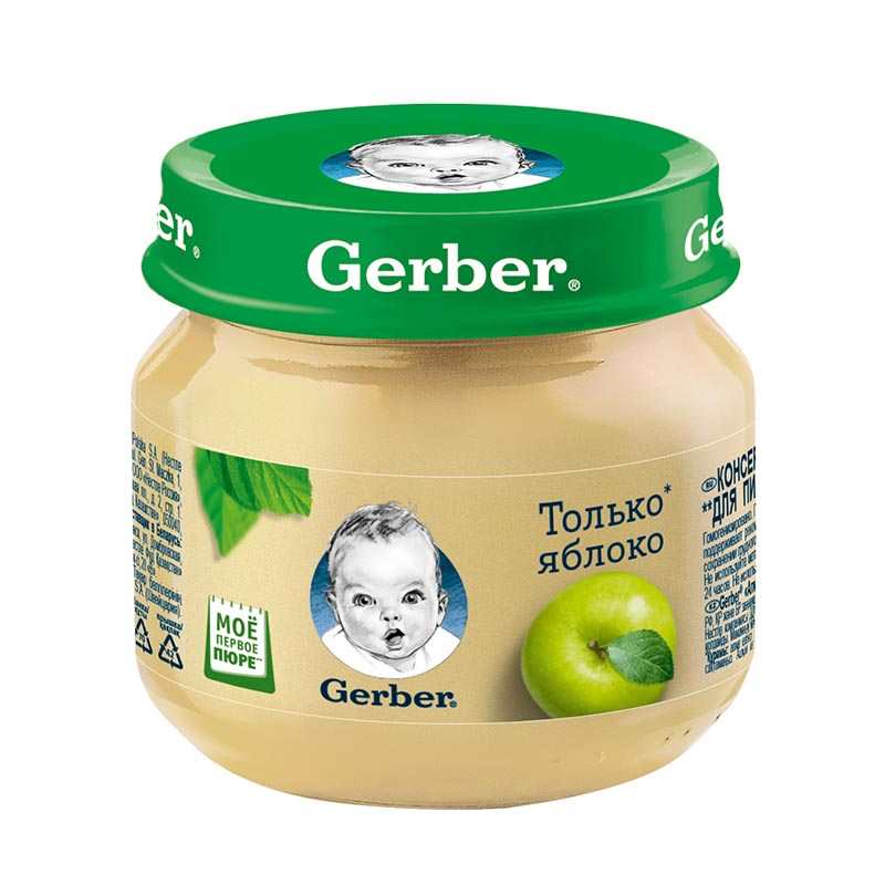 ГЕРБЕР ПЮРЕ 80г ЯБЛОКО 4МЕС.+ - Добрая аптека