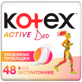 KOTEX АКТИВ ДЕО ЕЖЕДНЕВНЫЕ ПРОКЛАДКИ N48 ЭКСТРАТОНКИЕ - Добрая аптека