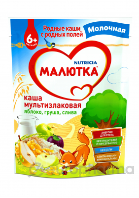 МАЛЮТКА КАША МОЛ 220г МУЛЬТИЗЛАК ЯБЛ ГРУШ СЛИВА 6мес+ МАЛЮТКА КАША МОЛ 220г МУЛЬТИЗЛАК ЯБЛ ГРУШ СЛИВА 6мес+ - Добрая аптека