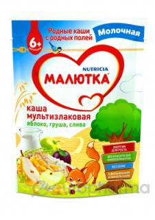 МАЛЮТКА КАША МОЛ 220г МУЛЬТИЗЛАК ЯБЛ ГРУШ СЛИВА 6мес+ - Добрая аптека
