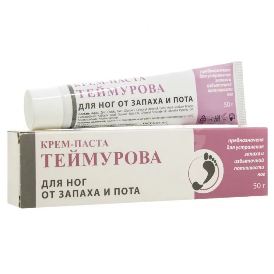 ТЕЙМУРОВА КРЕМ-ПАСТА ДЛЯ НОГ 50г ТЕЙМУРОВА КРЕМ-ПАСТА ДЛЯ НОГ 50г - Добрая аптека