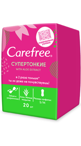 JOHNSON'S прокладки Carefree супертонк. алоэ инд/уп 20шт - Добрая аптека