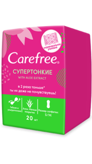 JOHNSON'S прокладки Carefree супертонк. алоэ инд/уп 20шт - Добрая аптека