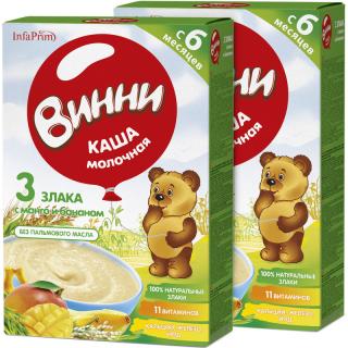Винни каша молочная 3 злака с манго и бананом - Добрая аптека