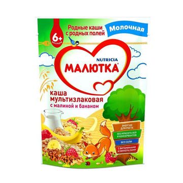 Малютка каша мультизлаковая 220гс малиной и бананом - Добрая аптека