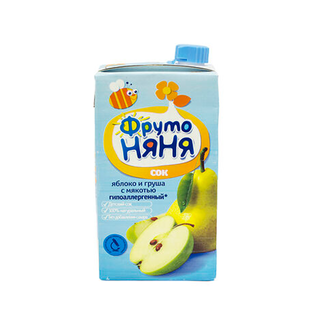 ФРУТОНЯНЯ СОК 500мл ЯБЛОКО ГРУША С МЯКОТЬЮ БЕЗ САХАРА 5МЕС.+ - Добрая аптека