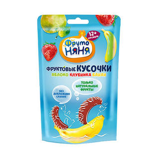 ФРУТОНЯНЯ кусочки фрукт 15г ЯБЛОКО КЛУБНИКА БАНАН 12мес+ - Добрая аптека
