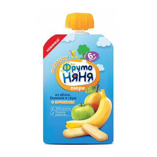 ФН 90г Пюре из яблок,бананов и груш с печеньем - Добрая аптека