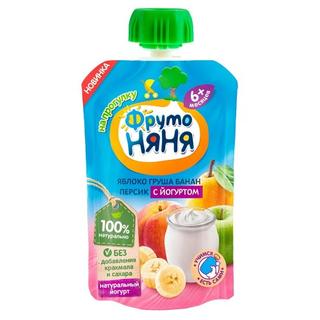 ФН 90гр Пюре Gualapack из яблок ,груш,банан персик с йогуртом - Добрая аптека