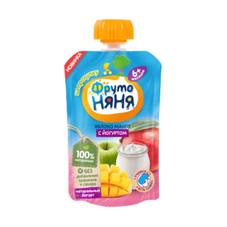 ФРУТОНЯНЯ ПЮРЕ 90г ЯБЛОКО+МАНГО+ЙОГУРТ 6МЕС.+ - Добрая аптека