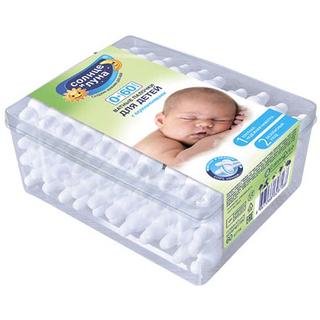 AURA Солнце и Луна Ватные палочки детские с ограничителем 60шт - Добрая аптека