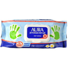 AURA Влажные салфетки c антибактериальным эффектом 72шт - Добрая аптека