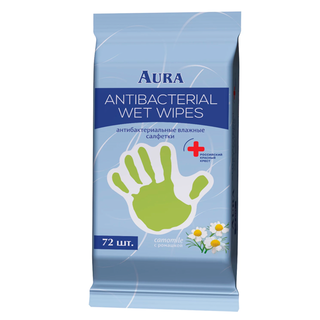 AURA Влажные салфетки с антибактериальным эффектом РОМАШКА со стикером рука 15 шт. - Добрая аптека
