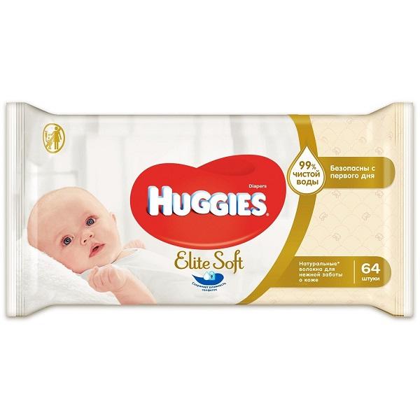 Huggies Elite Soft детские влажные салфетки 64 - Добрая аптека