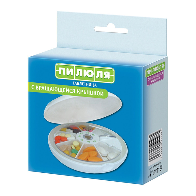 ТАБЛЕТНИЦА-КОНТЕЙНЕР ПИЛЮЛЯ 2198 НА 7 ДНЕЙ С ВРАЩ КРЫШ ТАБЛЕТНИЦА-КОНТЕЙНЕР ПИЛЮЛЯ 2198 НА 7 ДНЕЙ С ВРАЩ КРЫШ - Добрая аптека