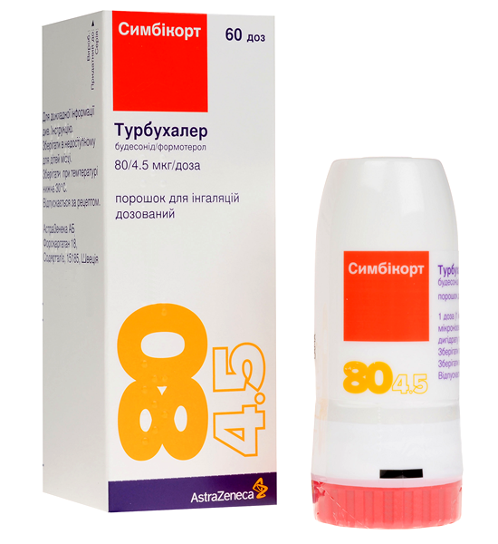 СИМБИКОРТ ТУРБУХАЛЕР 80/4.5мкг/доза 60доз пор д/инг доз - Добрая аптека