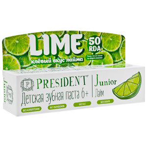 ПРЕЗИДЕНТ ЗУБНАЯ ПАСТА ДЕТСКАЯ 6+ СО ВКУСОМ ЛАЙМА 50г ПРЕЗИДЕНТ ЗУБНАЯ ПАСТА ДЕТСКАЯ 6+ СО ВКУСОМ ЛАЙМА 50г - Добрая аптека