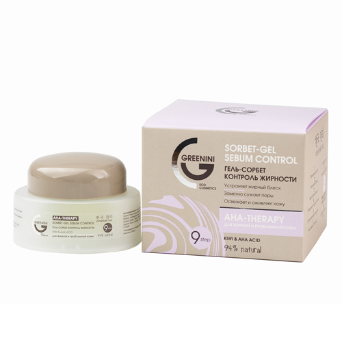 Greenini Aha-Therapy Гель-сорбет увлажняющий для жирной и проблемной кожи Hyaluronic+Aсha acid 30 мл REL1 - Добрая аптека