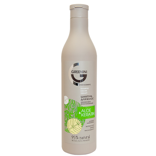 Greenini Шампунь для волос Кератиновое восстановление Aloe+Keratin 500 мл REL1 - Добрая аптека