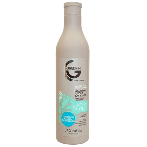 Greenini Шампунь-детокс для волос Интенсивное очищение Kaolin+Aloe 500 мл REL1 Greenini Шампунь-детокс для волос Интенсивное очищение Kaolin+Aloe 500 мл REL1 - Добрая аптека